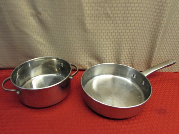 POTS 'N PANS - 18/10 STAINLESS STEEL FARBERWARE, 3 QT 3 PIECE STEAMER & MORE