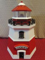 NO SNEAKING COOKIES FROM THIS COOKIE JAR!  FUN-DAMENTAL LIGHTHOUSE COOKIE JAR WITH LIGHT & FOG HORN