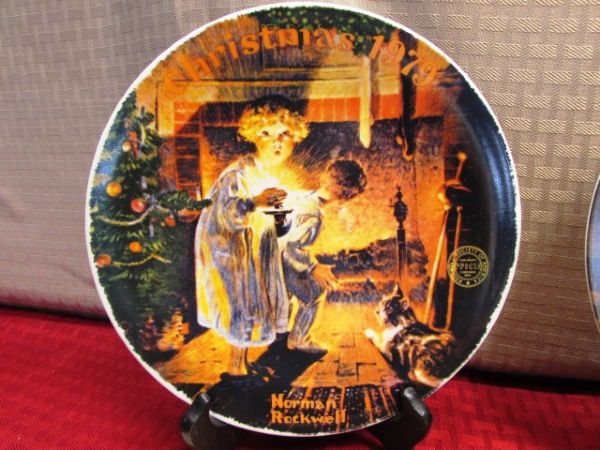 SIX COLLECTIBLE NORMAN ROCKWELL PLATES & NORMAN ROCKWELL CARDS