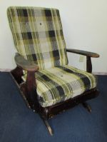 VINTAGE ROCKER WITH BUILT IN MAGAZINE RACK & CUSHIONS
