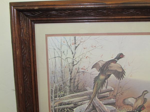BEAUTIFUL BIRDS - TWO PIECES OF WALL ART! ONE ORIGINAL SIGNED ONE PRINT IN ELEGANT CARVED FRAME