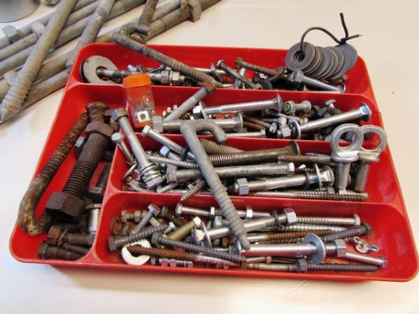 A BOLT FOR EVERY OCCASION - ALL DIFFERENT SIZES, LOTS OF LARGE & VERY LARGE, NUTS & WASHERS TOO