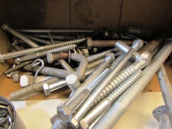 A BOLT FOR EVERY OCCASION - ALL DIFFERENT SIZES, LOTS OF LARGE & VERY LARGE, NUTS & WASHERS TOO