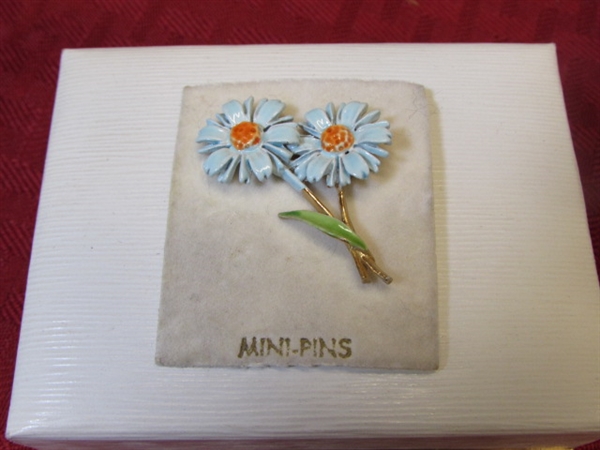 VINTAGE STYLE -STERLING KNOT BROOCH, ENAMEL FLOWER PIN, KEY KEEPER, NEW RAYON NIGHT GOWN & MORE 