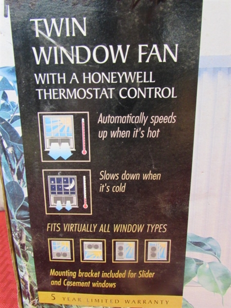 STAY COOL & COMFY - NIB HONEYWELL TWIN WINDOW FAN WITH THERMOSTAT CONTROL