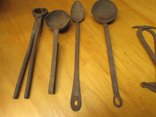 VINTAGE ICE TONGS, LADLES, NAIL PULLER - HAND MADE & SPECIAL!