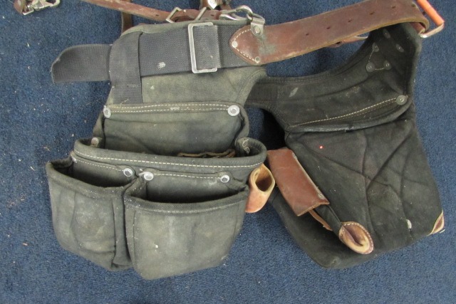 Lot Detail - SUPER DUTY OCCIDENTAL CANVAS & LEATHER TOOL BELT WITH SHOULDER SUSPENDERS