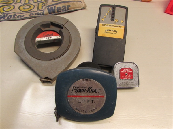 TAPES, LEVELS, STUD FINDER & MORE - INCLUDES STANLEY, POWERCRAFT, US MADE & . . . 