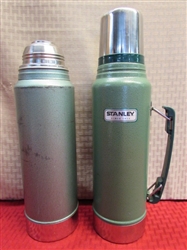 HOT OR COLD - TWO VINTAGE STANLEY VACUUM BOTTLE THERMOSES