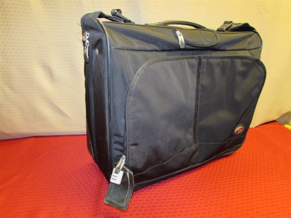 NICE AMERICAN TOURISTER SOFT SIDED SUIT CASE/GARMENT BAG FOR YOUR SUMMER TRAVELS - ON WHEELS!