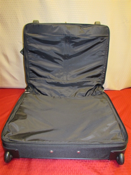 NICE AMERICAN TOURISTER SOFT SIDED SUIT CASE/GARMENT BAG FOR YOUR SUMMER TRAVELS - ON WHEELS!