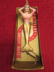 VINTAGE SURE LURE VIRGIN MERMAID FISHING LURE W/BOX FROM THE 1950S-1960S