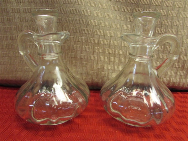 SIGNED SARAH COV BRACELET & BROOCH, VINTAGE GLASS CRUETS, PRETTY FLORAL SOUP BOWLS & MORE 