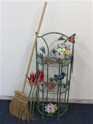 METAL BAMBOO STAND WITH AMETHYST TREE, BUTTERFLIES, FLORAL BOUQUETS & MORE
