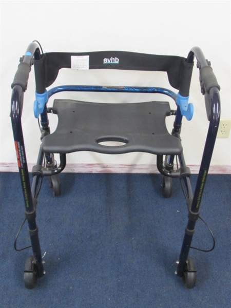 CLEVER LITE WALKER WITH FOLDING  SEAT & MATCHING WALKING CANE 