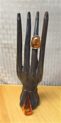 BEAUTIFUL GOLD RING WITH NATURAL AMBER & POLISHED AMBER FREEFORM CABACHON