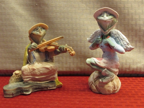TWO COLLECTIBLE TILLIE THE FROG FIGURINES 