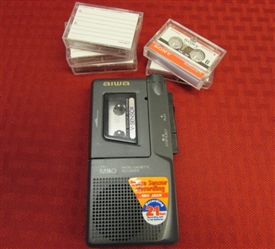 AIWA MICRO CASSETTE RECORDER WITH BLANK CASSETTE TAPES 
