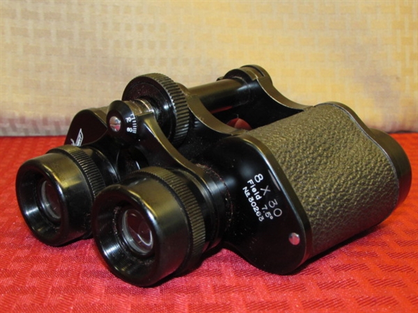 BIRD WATCHING OR HUNTING - VINTAGE SEE RIGHT BINOCULARS IN LEATHER CASE 