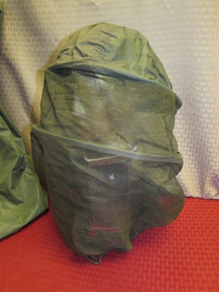 BLEND IN ON YOUR NEXT OUT DOOR ADVENTURE - WADERS, BAIT BAG, MOSQUITO HEAD NET & MORE . . .ALL OLIVE GREEN