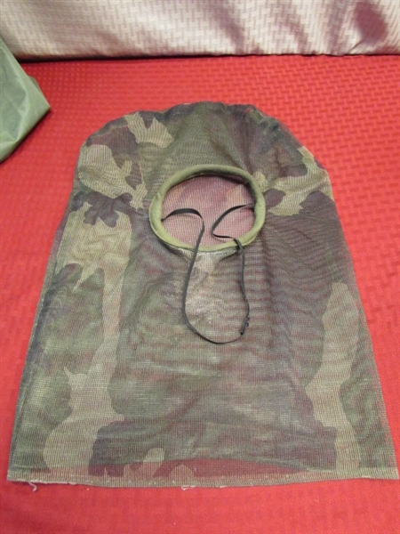 BLEND IN ON YOUR NEXT OUT DOOR ADVENTURE - WADERS, BAIT BAG, MOSQUITO HEAD NET & MORE . . .ALL OLIVE GREEN
