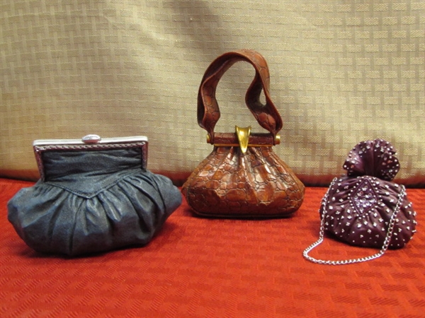 JUST THE RIGHT STYLE -  MINIATURE PURSES TO MATCH YOUR JUST THE RIGHT SHOES, TWO ARE MUSIC BOXES!