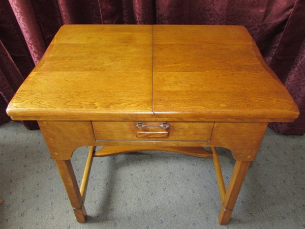 Lot Detail - GORGEOUS SCANDINAVIAN STYLE SOLID MAPLE SEWING CABINET