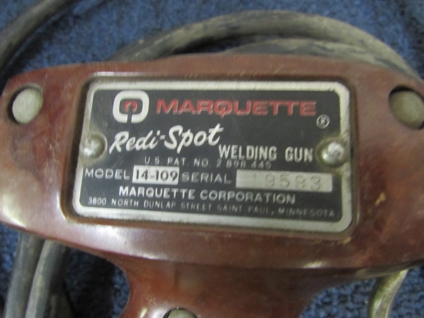 MARQUETTE SPOT WELDER,  CLAMPS & ELETRIC SPOT WELDER GUN