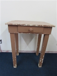 ALREADY SHABBY CHIC!   STURDY UTILITY TABLE WITH 1 DRAWER