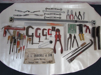 WORKING CONDITION VINTAGE & MODERN TOOLS - BOLT CUTTERS, C CLAMPS, NAIL PULLER, WRENCHES, PLIERS & - MORE LOTS OF US MADE