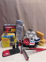 EVERYTHING AUTOMOTIVE - NEW IN BOX ORBIT POLISHER/WAXER & INDUCTIVE TIMING LIGHT, OIL CANS,  JUMPER CABLES & MUCH MORE 