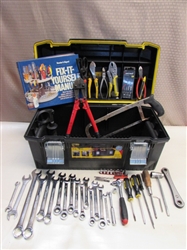 DIY!  WATER RESISTANT STANLEY TOOL CHEST, BOLT CUTTERS, END WRENCH SET, SAW, DRIVERS, SOCKETS & MORE 