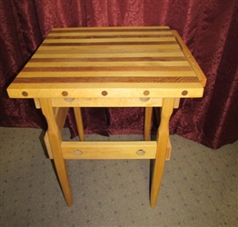 CUSTOM MADE BUTCHER BLOCK TABLE WITH LAMINATED WOOD