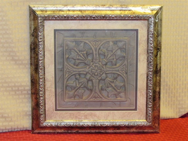 TWO GORGEOUS NEW BAROQUE STYLE FRAMED WALL HANGINGS & EMBELLISHED PICTURE FRAME
