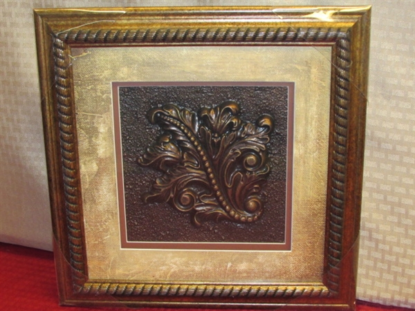 TWO GORGEOUS NEW BAROQUE STYLE FRAMED WALL HANGINGS & EMBELLISHED PICTURE FRAME