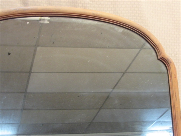 REALLY NICE BIG OLD MIRROR WITH CURVED TOP