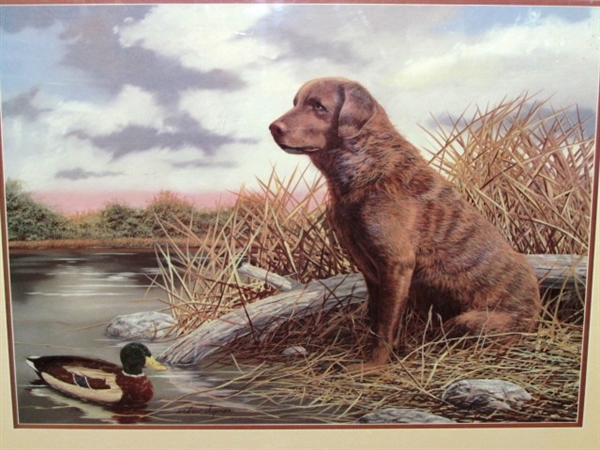 TWO PIECES OF FRAMED WALL ART FOR YOUR RUSTIC HUNTING CABIN OR MAN CAVE- 'OL BIRD DOG & PHEASANTS