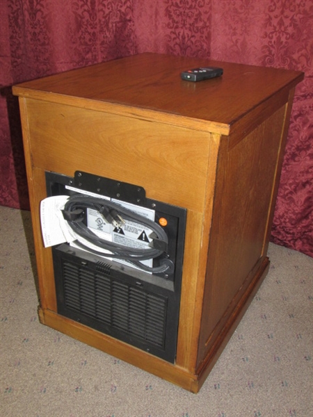 IT'S A HEATER!  IT'S  A SIDE TABLE!  IT'S BOTH!  TWIN STAR MOVEABLE HEATER WITH REMOTE
