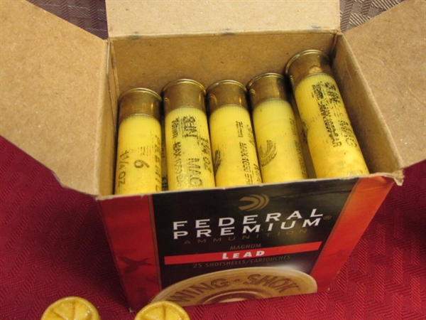 DON’T RUN OUT OF AMMO ON YOUR NEXT HUNTING TRIP-3 20 GAUGE 6 SHOT CARTRIDGES & 3 MAG 20 GAUGE SHELLS