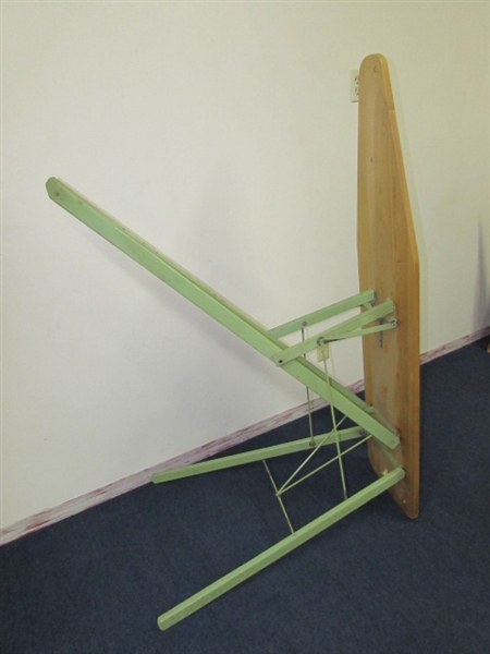 AWSOME ANTIQUE ALL WOOD SINGLE MOTION IRONING BOARD