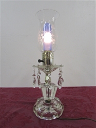 ELEGANT ELECTRIC HURRICANE STYLE LUSTRE LAMP WITH CRYSTALS PRISMS