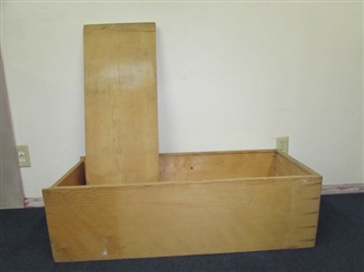  NO ITS  NOT A COFFIN  ITS AN UNFINISHED   LARGE SOILD WOOD BOX THAT NEEDS A JOB