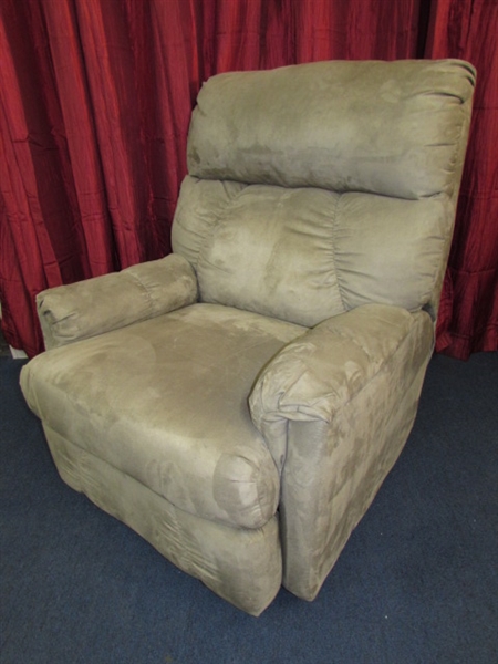 KICK BACK & RELAX IN THIS VERY NICE MICROSUEDE RECLINER