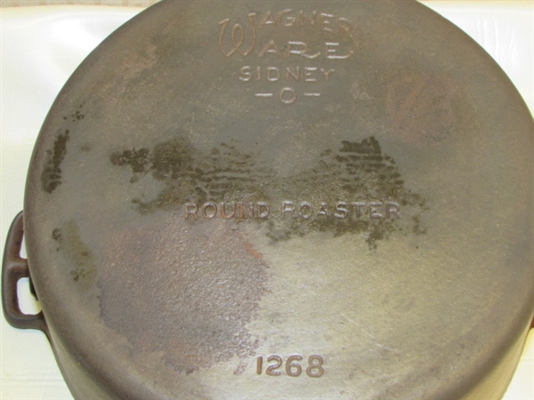 AWESOME ANTIQUE CAST IRON WAGNER WARE NO. 8 DRIP DROP ROASTER IN EXCELLENT CONDITION!