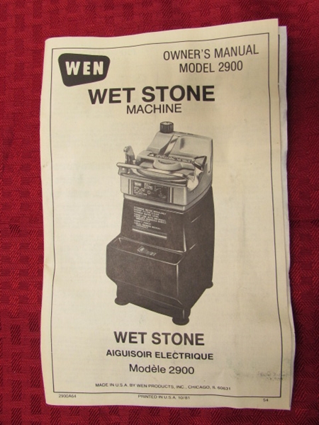 THE WET STONE MACHINE GRIND --SHARPEN & HONE