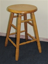WELL MADE SOLID OAK SWIVEL BAR STOOL WITH TURNED LEGS #1