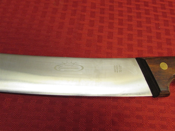 BIG DEXTER CONNOISSEUR KNIFE & F. DICK KNIFE SHARPENER-WOOD HANDLES!