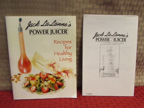 JACK LA LANNE'S POWER JUICER EXPRESS, JUICING BOOKS & FANCY GLASSES TO ENJOY YOUR JUICE FROM
