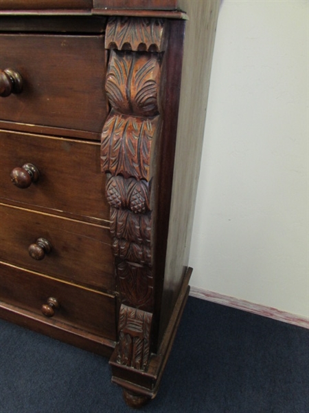 STUNNING ANTIQUE DRESSER WITH BEAUTIFUL CARVED DETAILS
