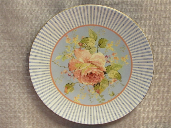 A LITTLE SHABBY, A LITTLE CHIC-8 FABULOUS TWO'S COMPANY DECORATIVE PLATES & SILVER PLATE DISH